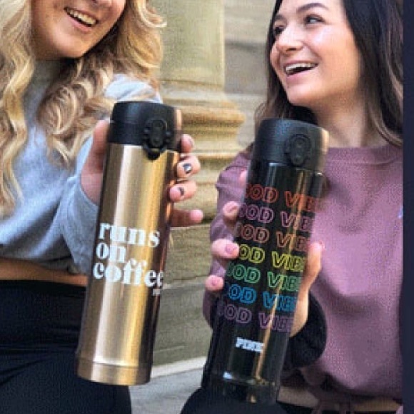 ❗️1 LEFT💕VS PINK BLACK RAINBOW LOGO THERMOS - Picture 7 of 8